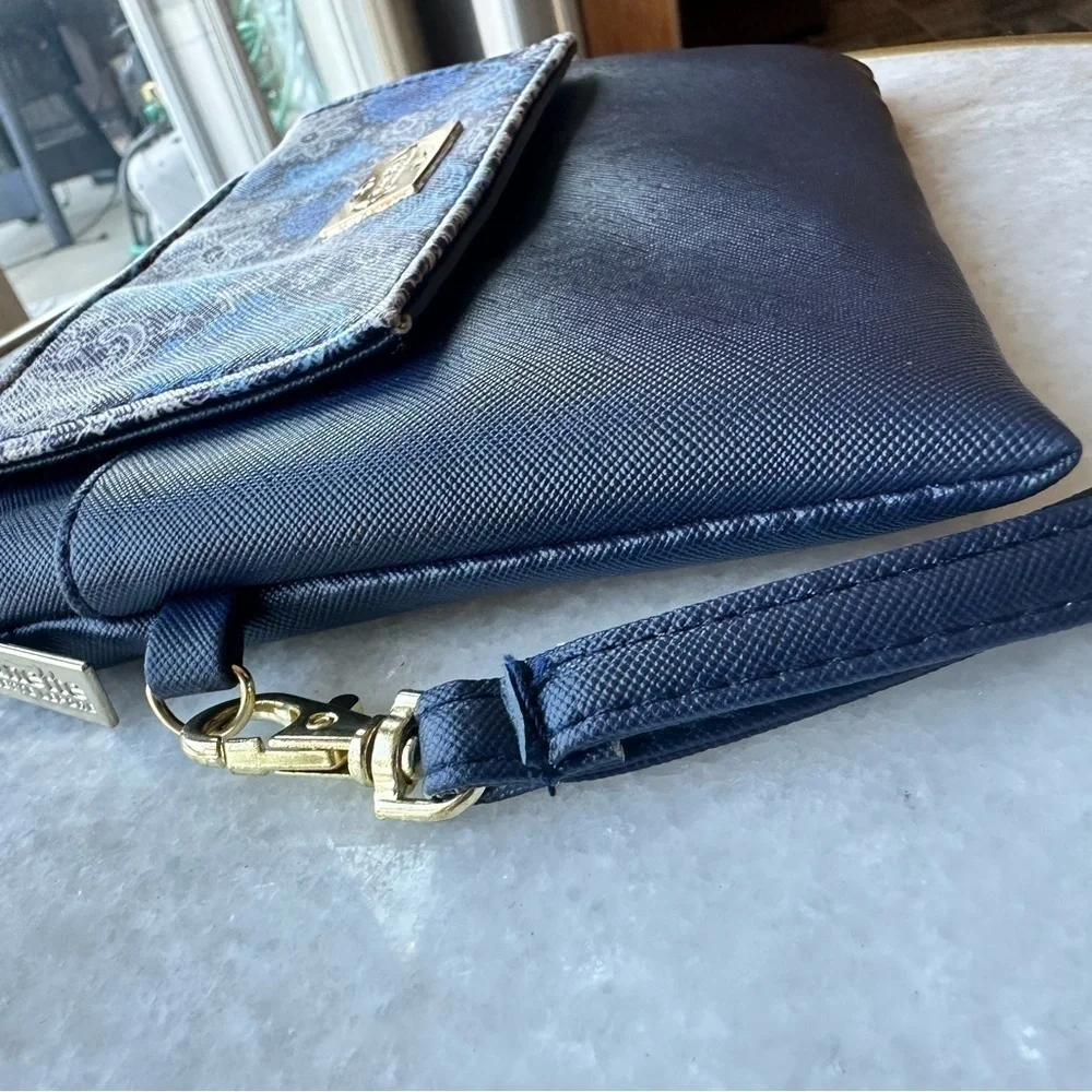 Nanette Lepore Blue Floral Clutch with Power Bank